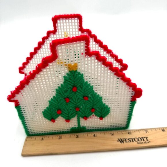 Vintage Christmas napkin holder. Handmade/ handcrafted kitsch kitchen card holde - Picture 7 of 8